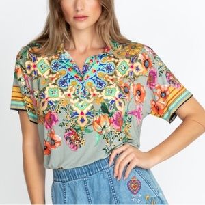 Johnny Was Multicolor Floral Short Sleeve Tee